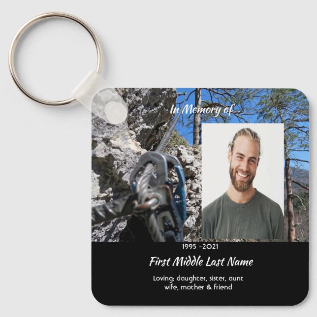 Christian Rock Climbing Memorial Keepsake  Key Ring (Front)