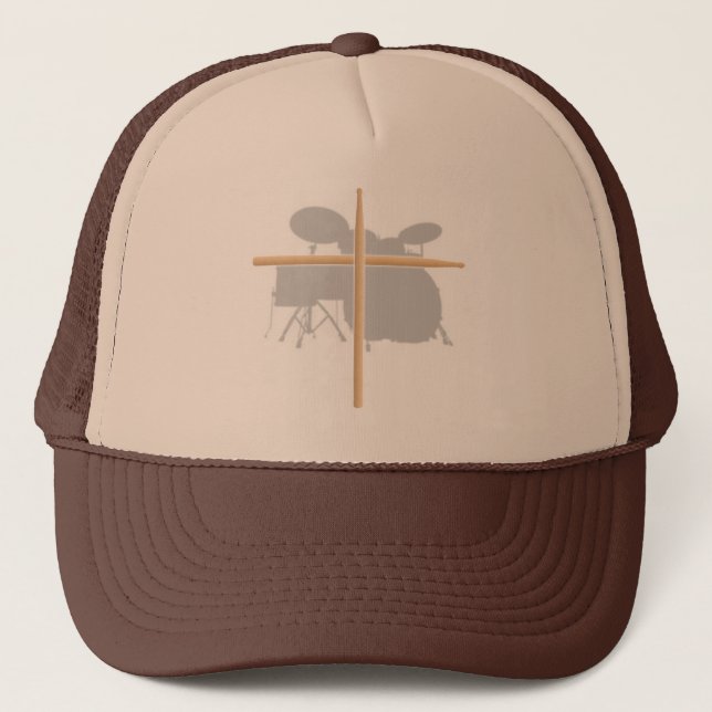Christian Rock Drummer Drum Stick Cross Hat (Front)