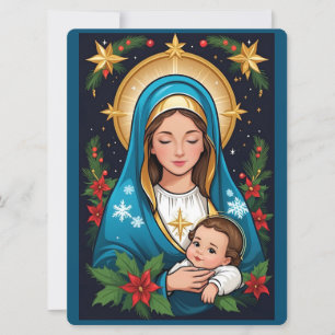 Christian Roman Catholic Virgin Mary Christmas Holiday Card