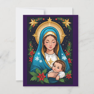 Christian Roman Catholic Virgin Mary Christmas Holiday Card