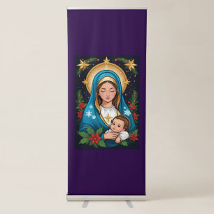 Christian Roman Catholic Virgin Mary Christmas Retractable Banner