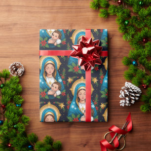Christian Roman Catholic Virgin Mary Christmas Wrapping Paper