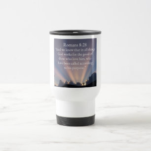 Christian Romans 8:28 Bible Verse Travel Mug