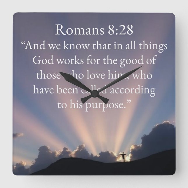 Christian Romans 8:28 Bible Verse Wall Clock (Front)