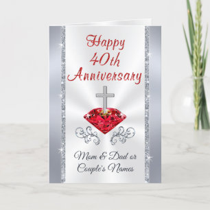 Christian Ruby 40th Wedding Anniversary Cards
