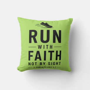 Christian Runner Bible Verse Faith Running Motivat Cushion
