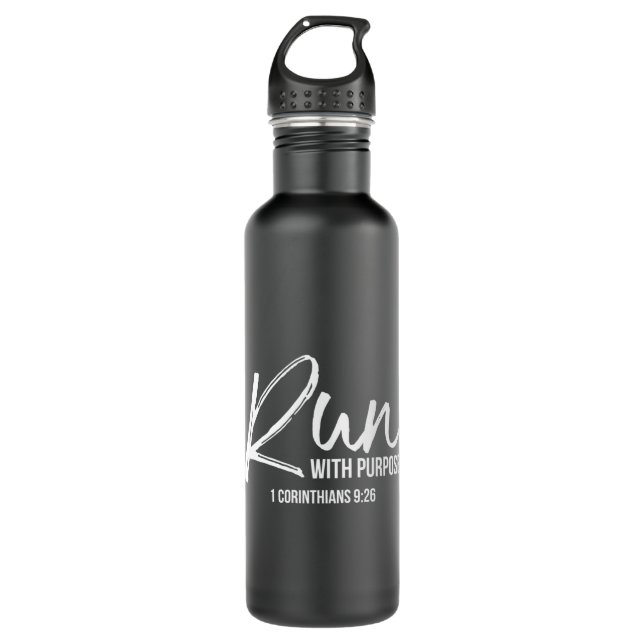 Christian Runner Gift Running Gear Run With Purpos 710 Ml Water Bottle (Front)