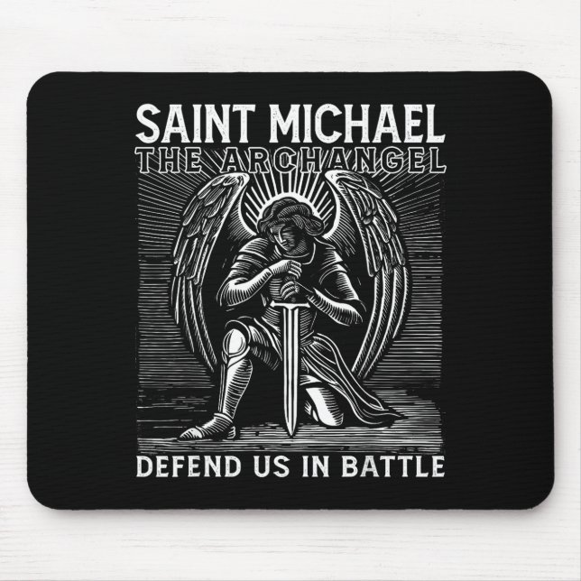 Christian Saint Michael Catholic Saint Defend Us I Mouse Mat (Front)