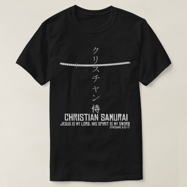 Christian Samurai Kanji Cross Shirt  (Design Front)