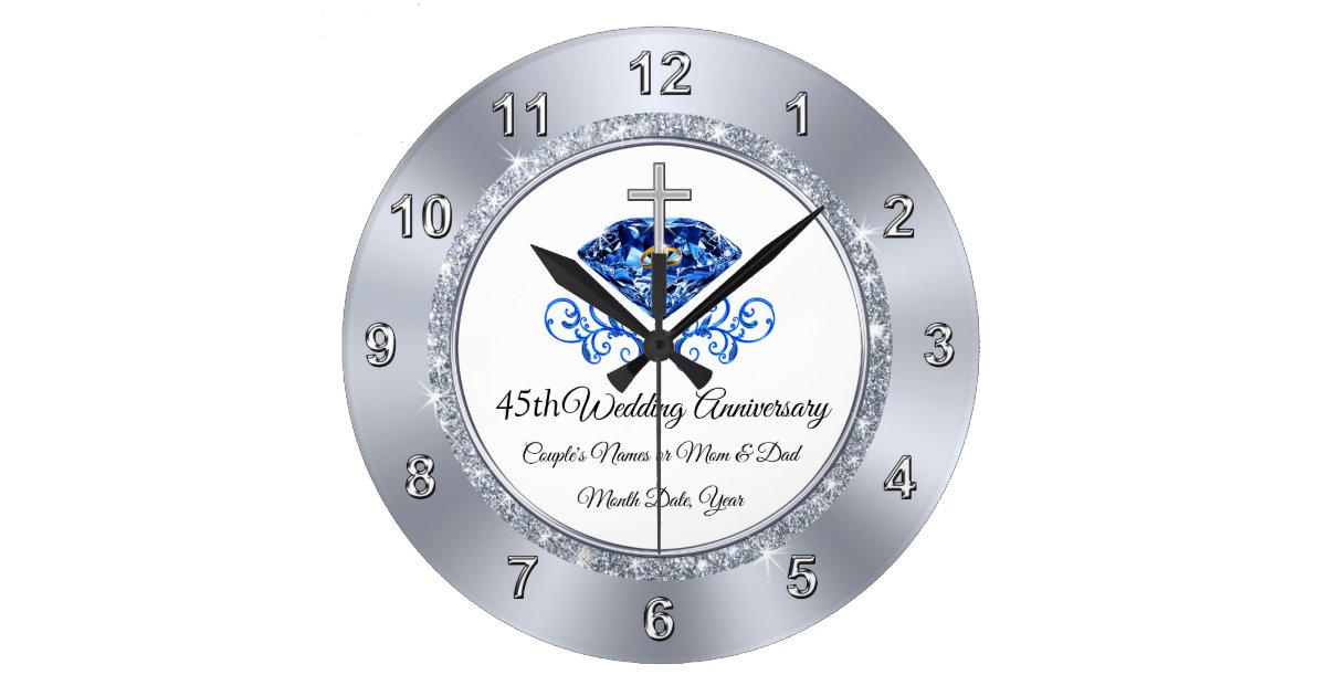 Christian Sapphire 45 Year Anniversary Gift Ideas Large Clock