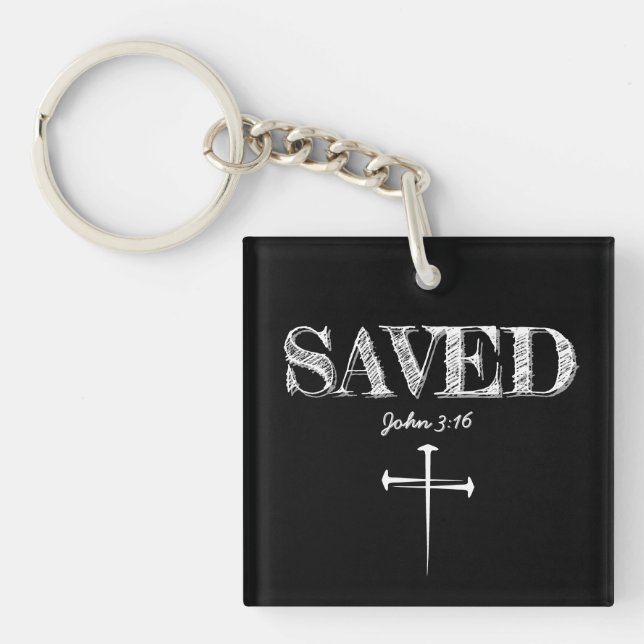 Christian SAVED with 3 Nail Cross Key Ring (Front)