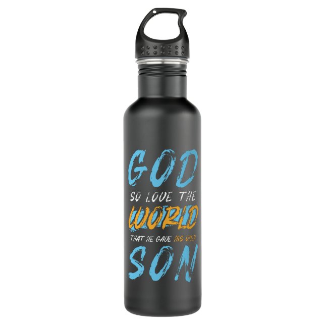 Christian Saying God Loves The World 710 Ml Water Bottle (Front)