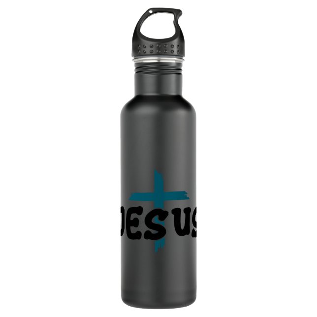 Christian sayings Jesus cross chest 1 710 Ml Water Bottle (Front)