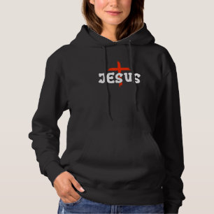 Christian sayings Jesus cross chest Hoodie