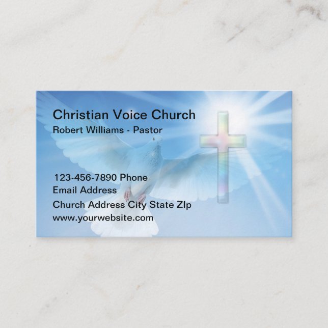 Christian Scenic Dove Church Business Cards (Front)