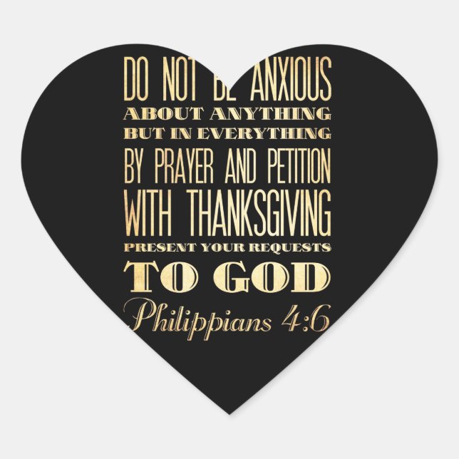 Christian Scriptural Bible - Philippians 4:6 Heart Sticker (Front)