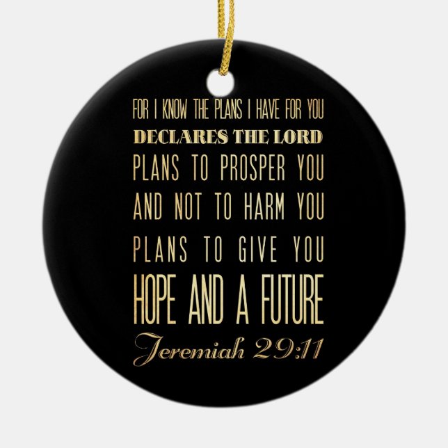 Christian Scriptural Bible Verse - Jeremiah 29:11 Ceramic Tree Decoration (Front)