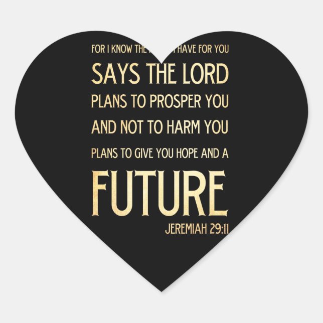 Christian Scriptural Bible Verse - Jeremiah 29:11 Heart Sticker (Front)