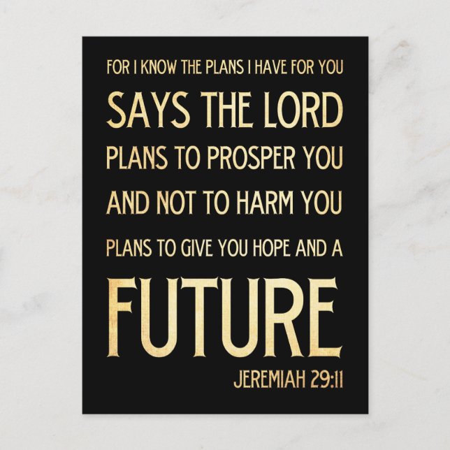 Christian Scriptural Bible Verse - Jeremiah 29:11 Postcard (Front)
