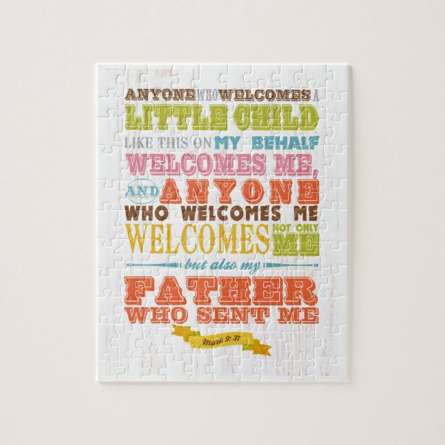 Christian Scriptural Bible Verse - Mark 9:37 Jigsaw Puzzle (Vertical)