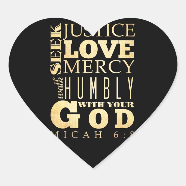 Christian Scriptural Bible Verse - Micah 6:8 Heart Sticker (Front)