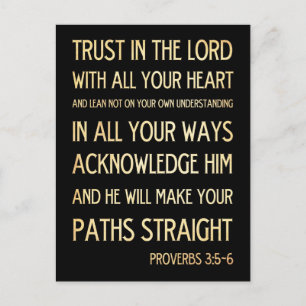 Christian Scriptural Bible Verse - Proverbs 3:5-6 Postcard
