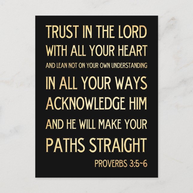 Christian Scriptural Bible Verse - Proverbs 3:5-6 Postcard (Front)