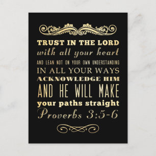 Christian Scriptural Bible Verse - Proverbs 3:5-6 Postcard