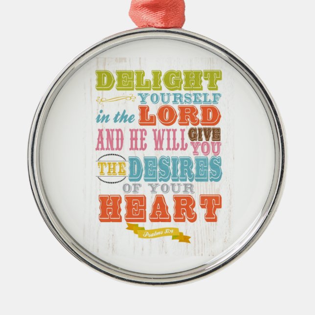 Christian Scriptural Bible Verse - Psalm 37:4 Metal Tree Decoration (Front)