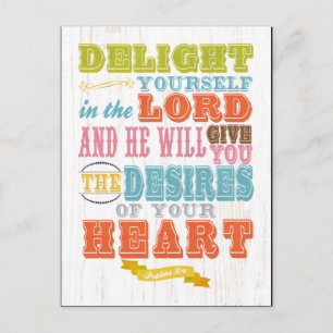 Christian Scriptural Bible Verse - Psalm 37:4 Postcard