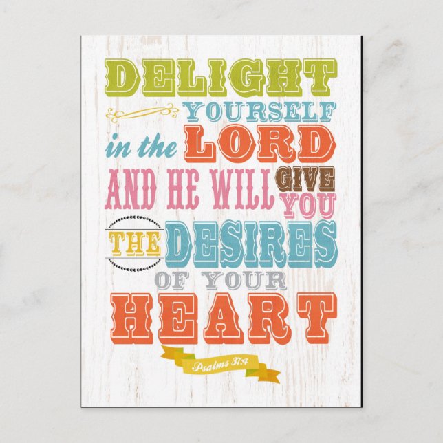 Christian Scriptural Bible Verse - Psalm 37:4 Postcard (Front)