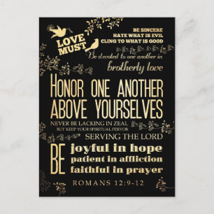 Christian Scriptural Bible Verse - Romans 12:9-12 Postcard