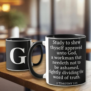 Christian Scripture 2 Timothy 2:15 KJV Monogram  Mug