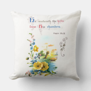 Christian Scripture And Pretty Flowers Cushion