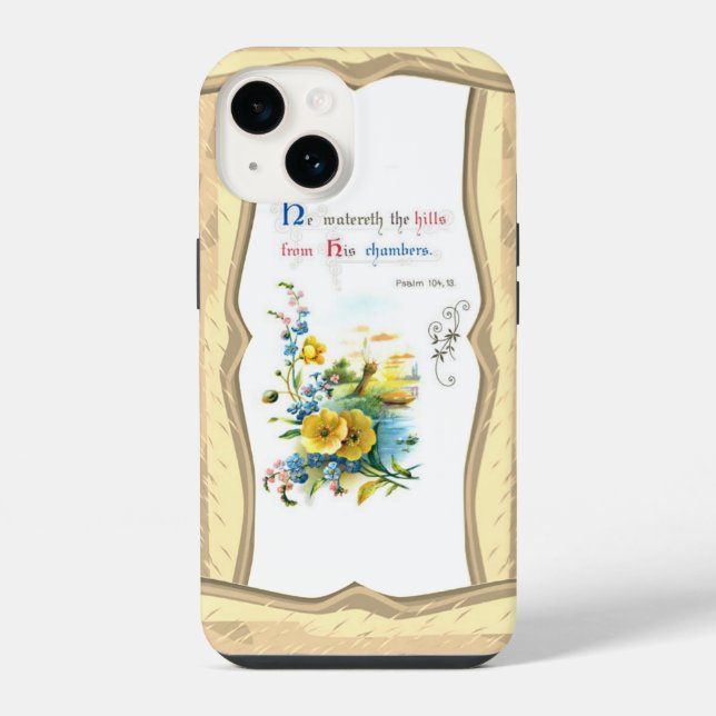Christian Scripture And Pretty Flowers iPhone Case (Back)