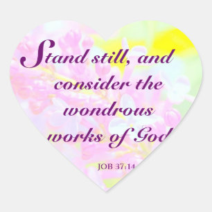 Christian Scripture Bible Verse Job Floral Design Heart Sticker