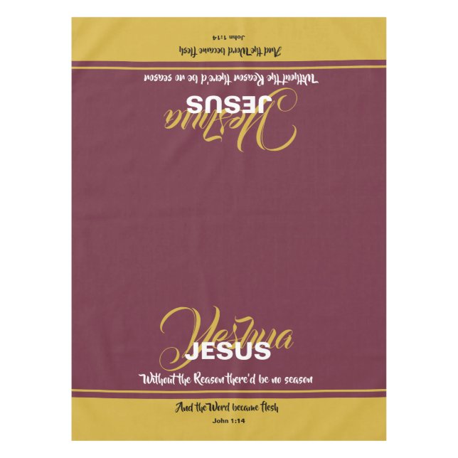 Christian Scripture JESUS REASON SEASON Christmas Tablecloth (Front)
