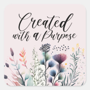 Christian Scripture Saying Floral Square Sticker