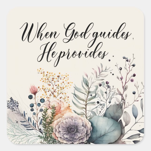 Christian Scripture Saying Wildflower Square Sticker (Front)