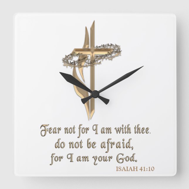 Christian Scripture Square Wall Clock (Front)