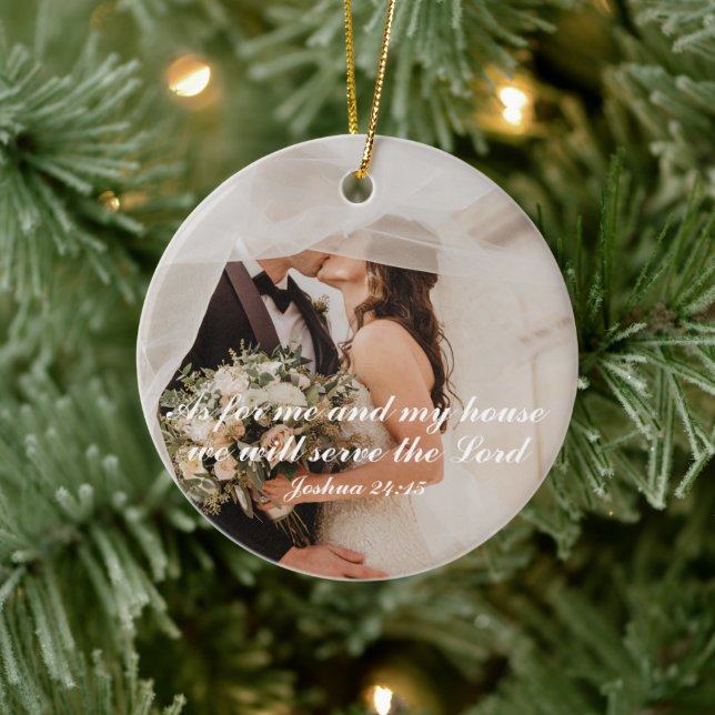 Christian Scripture Wedding Photo Ceramic Tree Decoration (Tree)