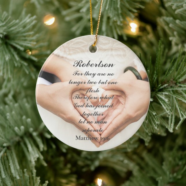 Christian Scripture Wedding Photo  Ceramic Tree Decoration (Tree)