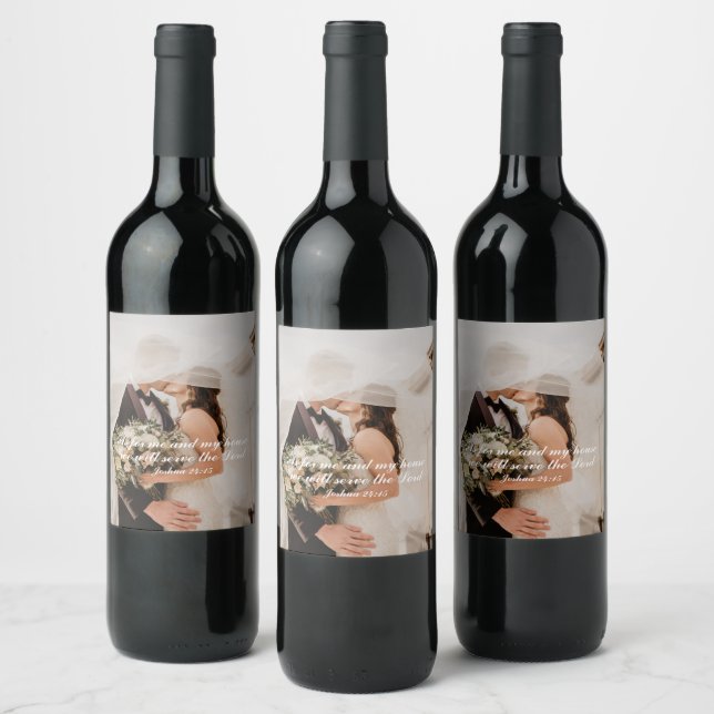 Christian Scripture Wedding Photo Wine Label (Bottles)