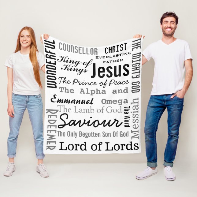 Christian Seventeen Names of Jesus Fleece Blanket (In Situ)
