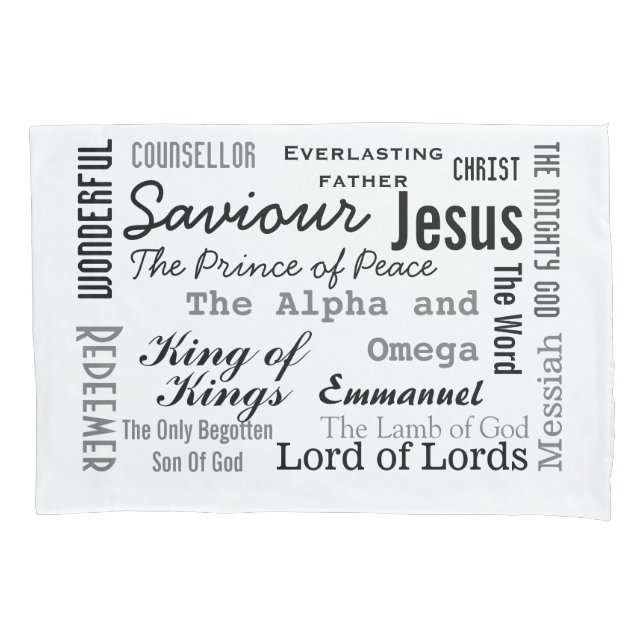 Christian Seventeen Names of Jesus Pillowcase (Front)