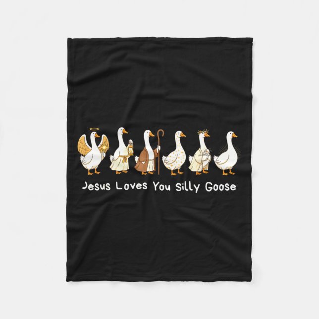 Christian Silly Goose Faith Based Jesus Loves You  Fleece Blanket (Front)