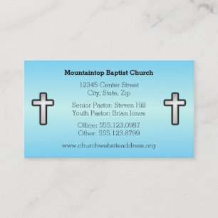 Christian Silver Cross Blue Custom Business Card