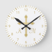 Christian Simple Gold Cross on White Monogram