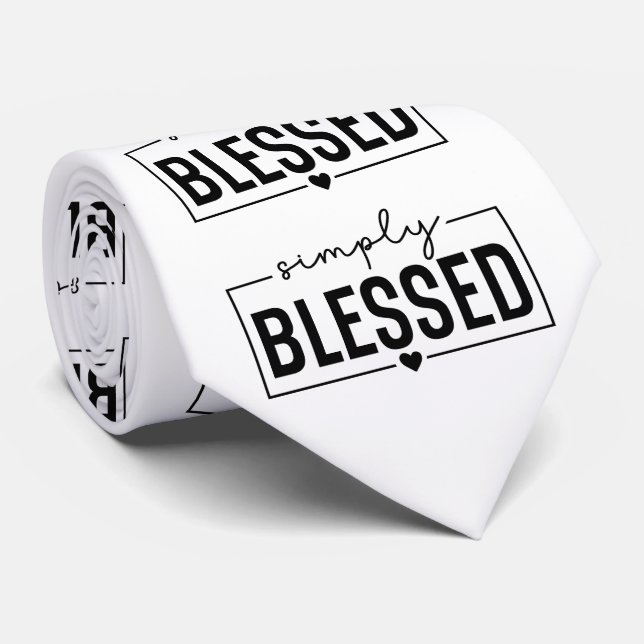 Christian Simply Blessed Text Tie (Rolled)