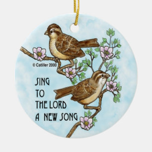 Christian sing a new song ceramic tree decoration